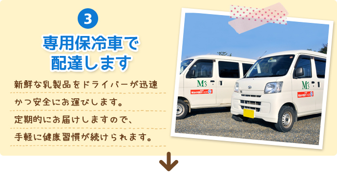 3.専用保冷車で配達します